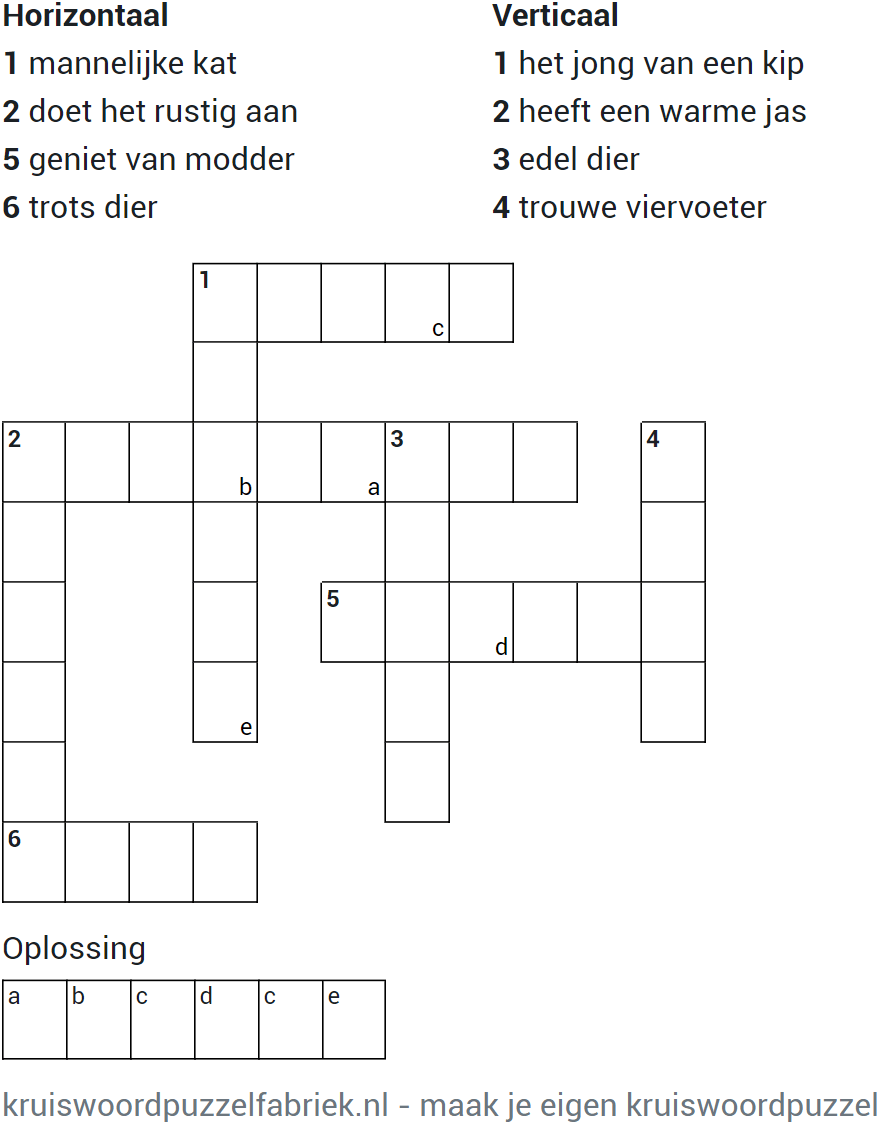 kruiswoordpuzzel voorbeeld